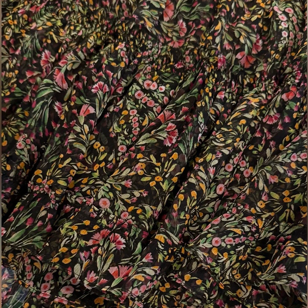 Misa Los Angeles Floral Pink and Black Mini Skirt - Picture 2 of 2